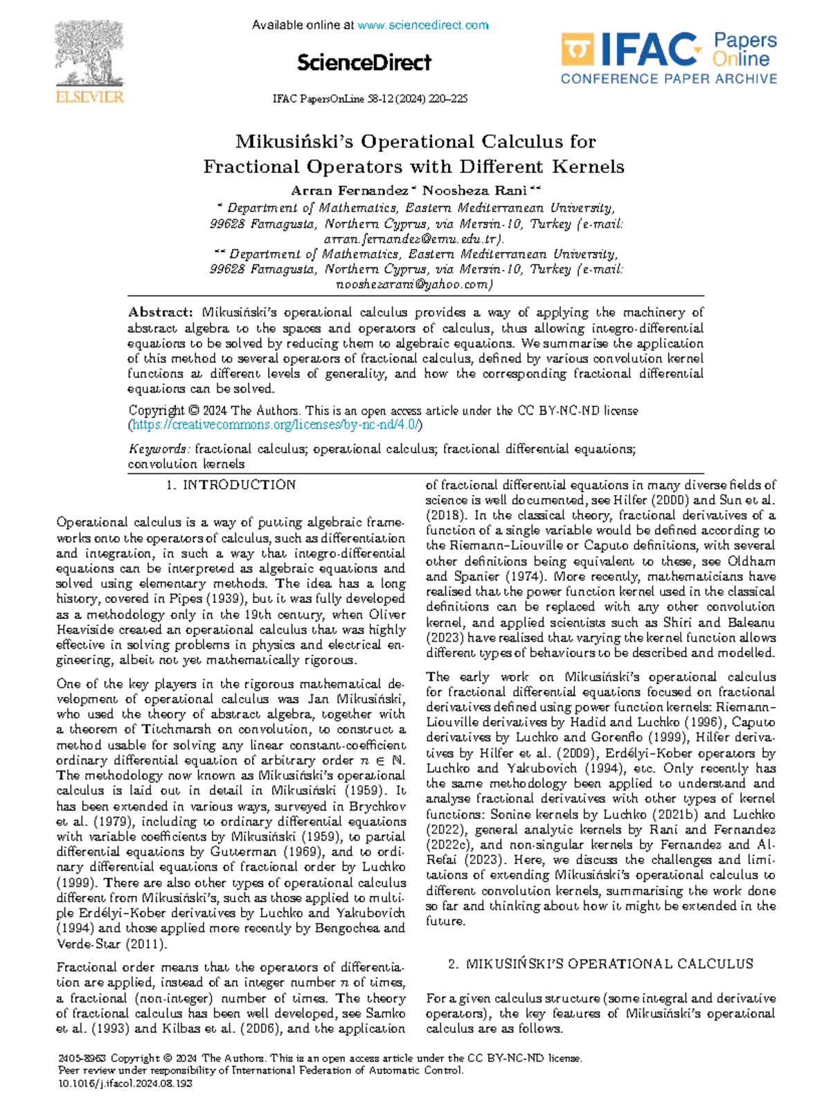 Operational Calculus for Fractional Operators with Various Kernels ...