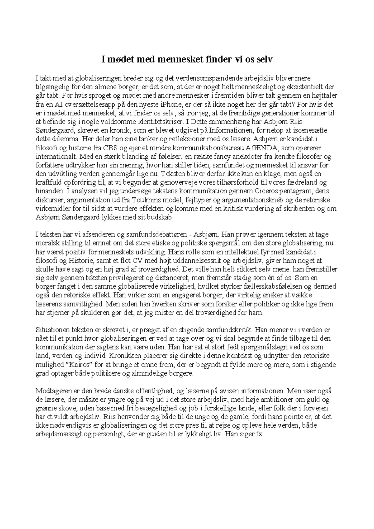 Dansk Termins 29: Analyse af Asbjørn Riis Søndergaards Kronik om ...