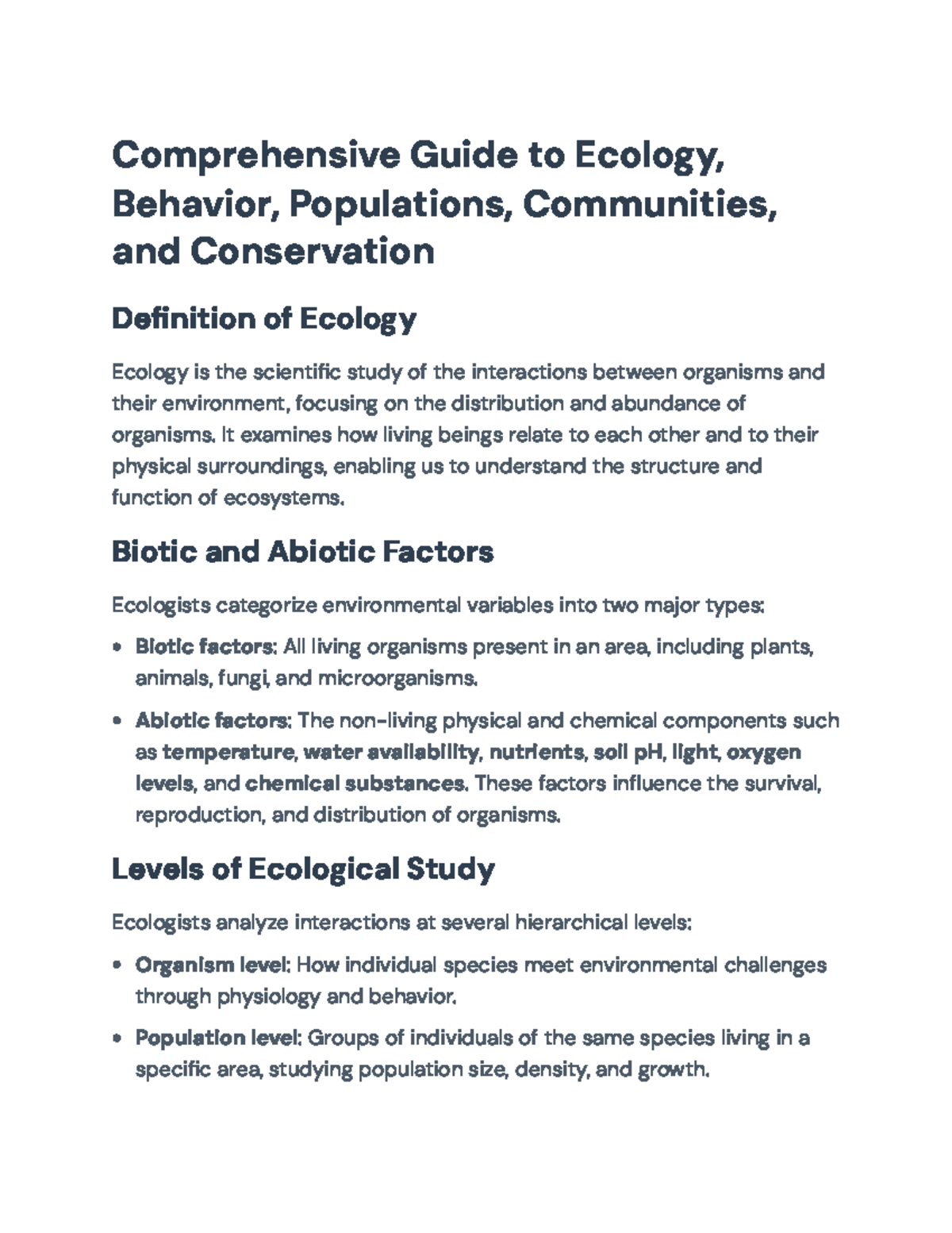 Comprehensive Guide to Ecology (Final Exam) - Key Concepts and ...