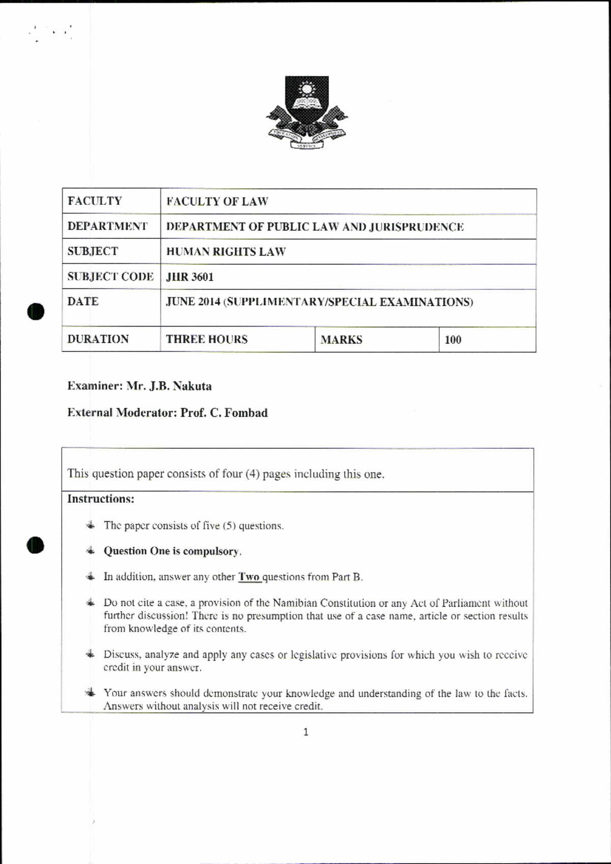 human rights law - MISTORMENT SERVICE FACULTY FACULTY OF LAW DEPARTMENT ...