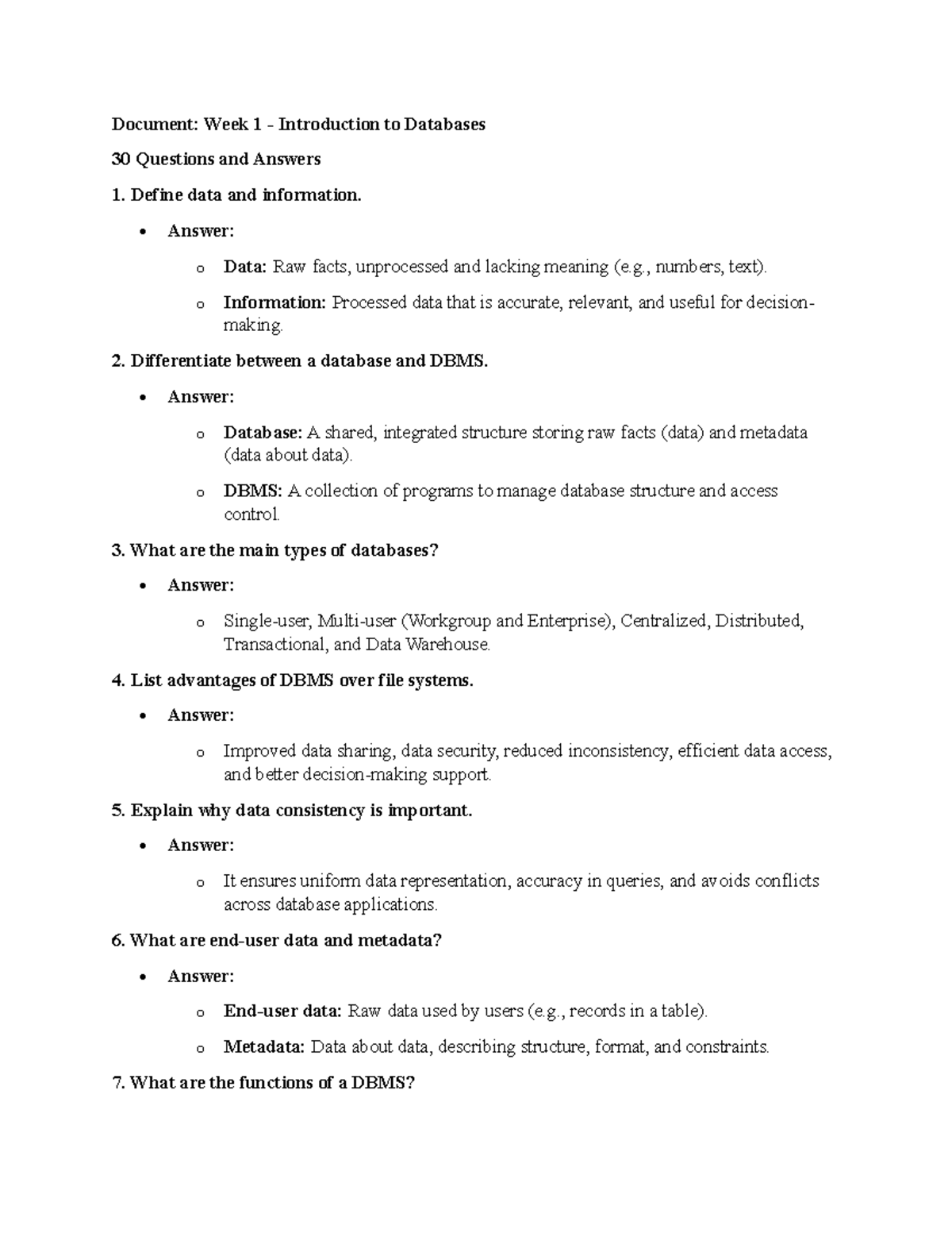 Database Final Exam Study Guide: Key Concepts & Q&A - Studocu