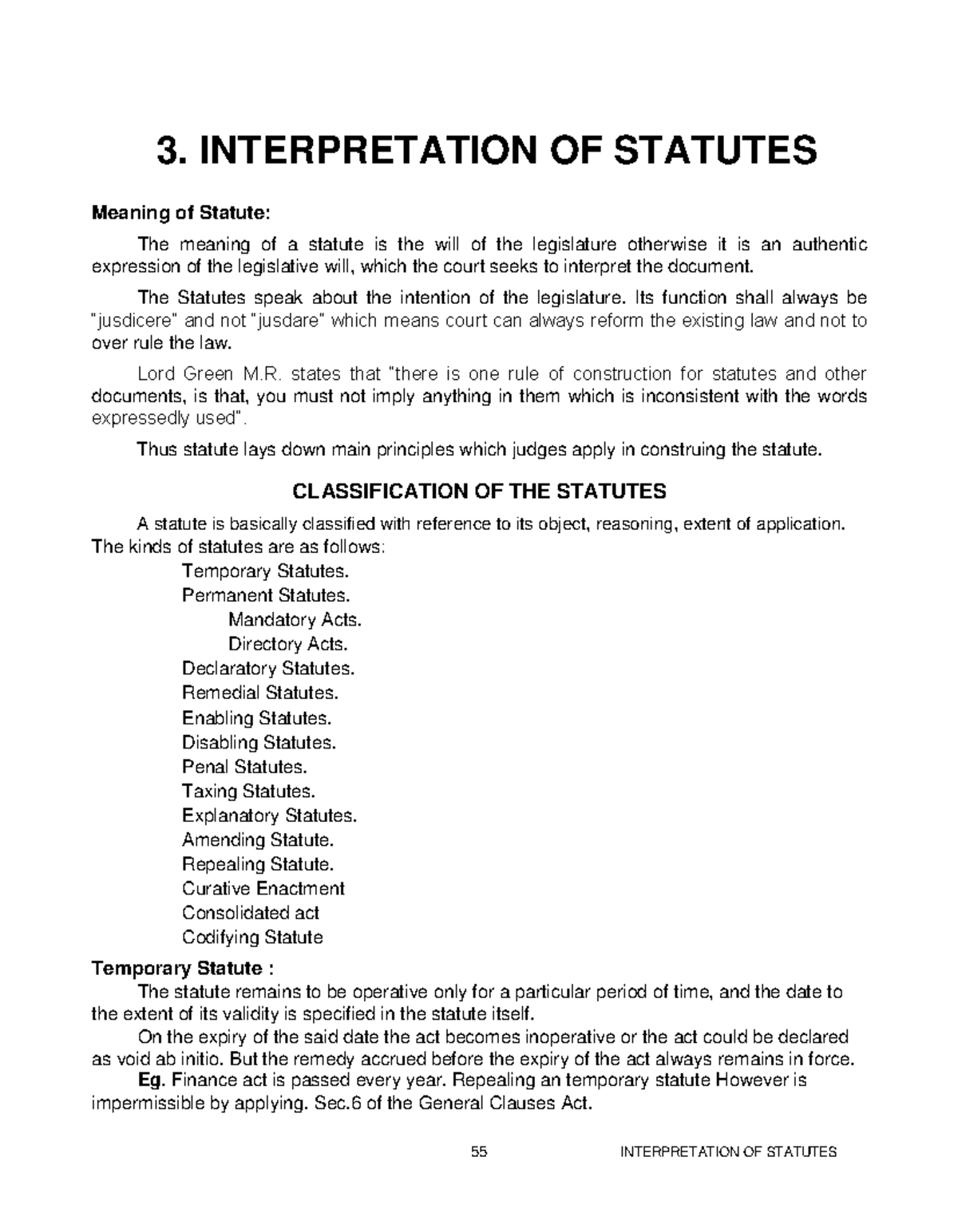 Interpretation of statutes - 3. INTERPRETATION OF STATUTES Meaning of ...