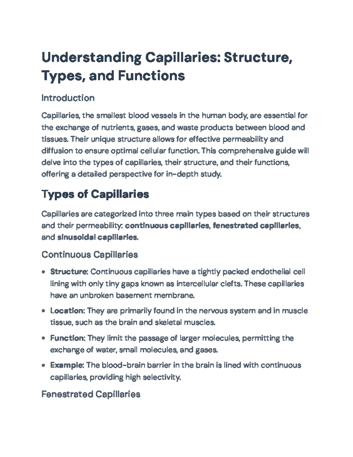 Understanding Capillaries: Types, Structures, and Functions ...