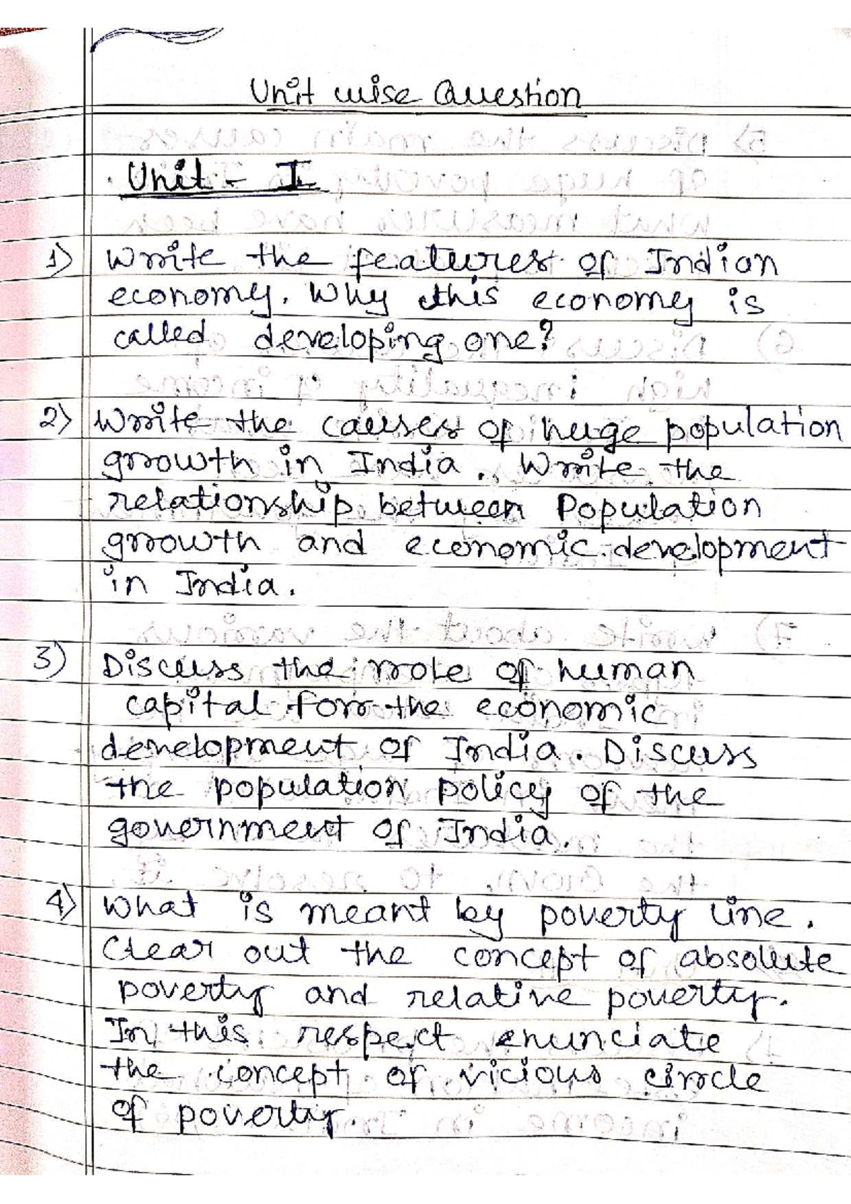 Economics Unit Wise Questions: Key Topics and Insights - Studocu