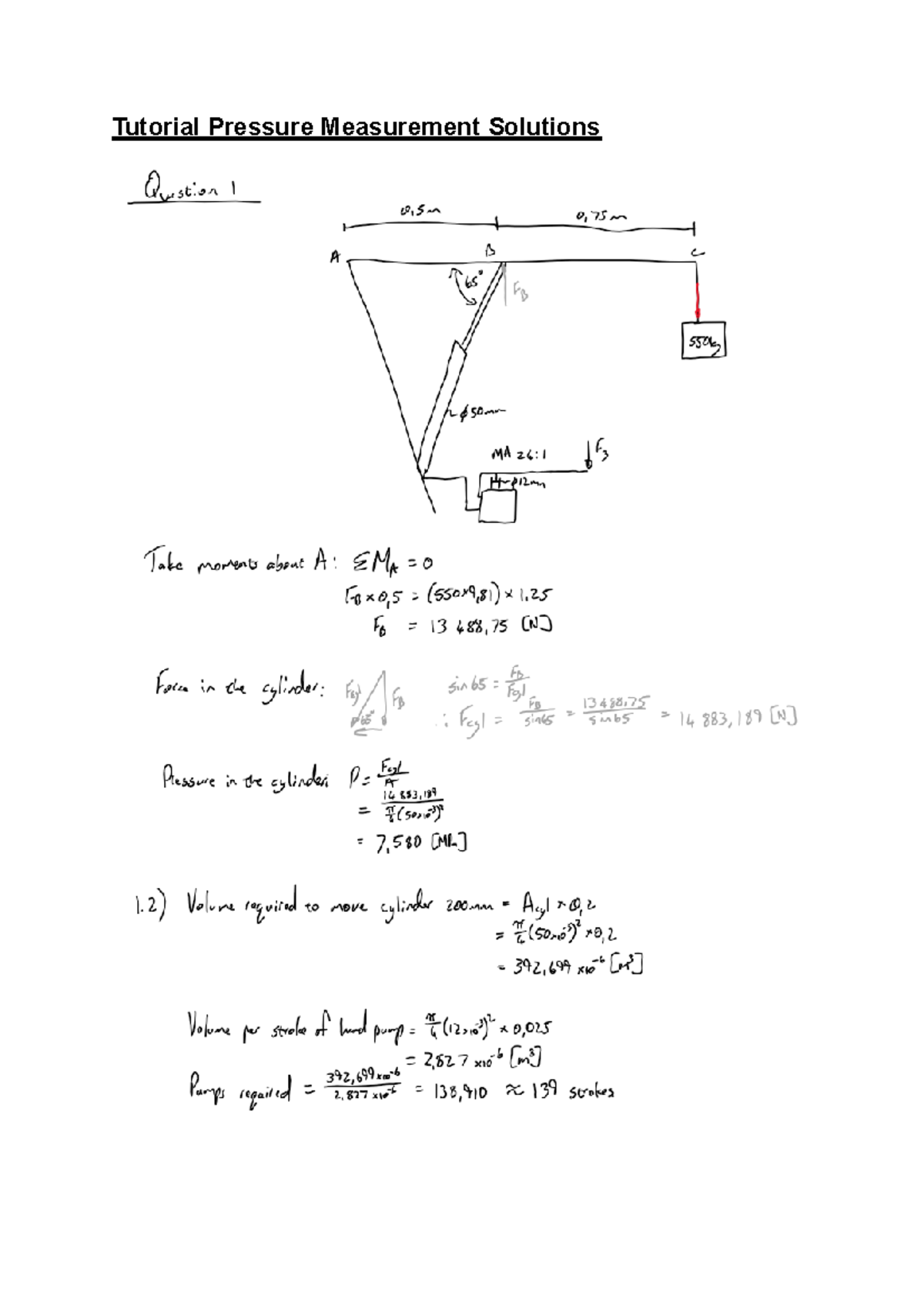 Tutorial Question - 03 - Pressure Measurement Solutions - Tutorial ...