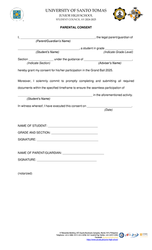 AC 20 Parental 20 Consent 20FORM - UNIVERSITY OF SANTO TOMAS JUNIOR ...