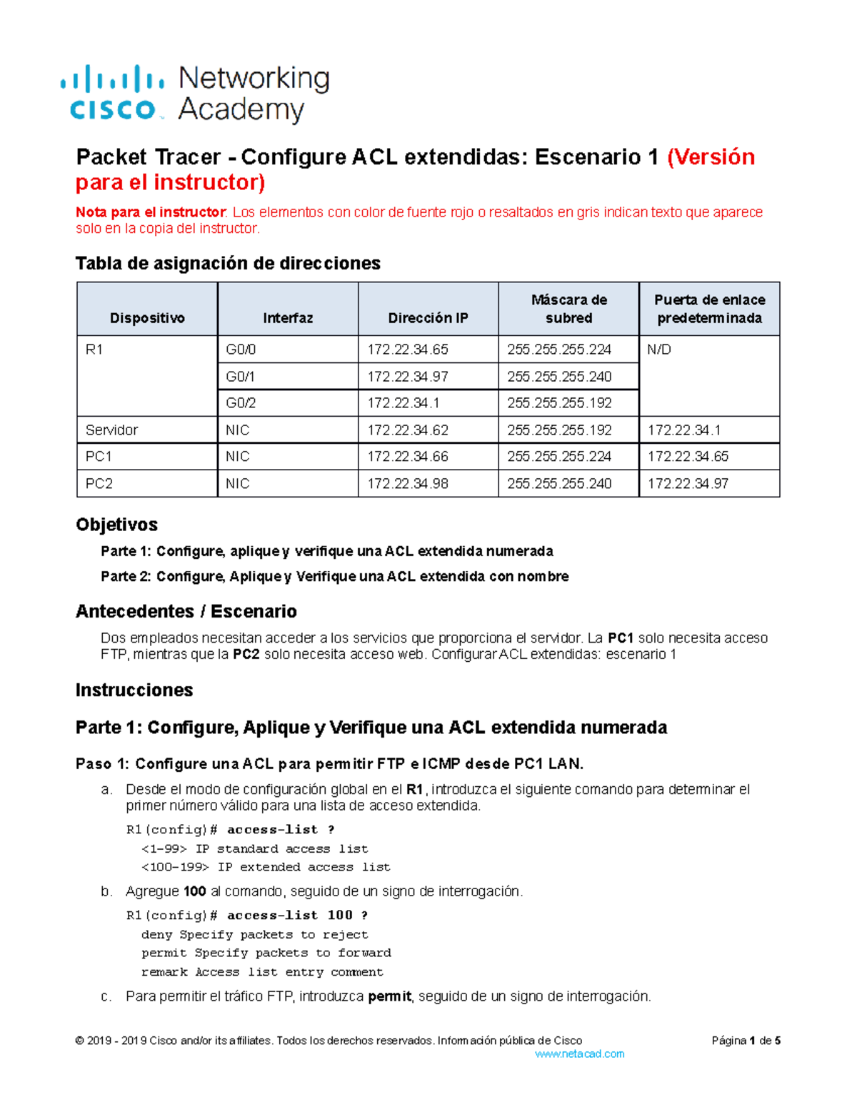 5.4.12 Packet Tracer - Configure Extended IPv4 ACLs - Scenario 1 - ILM ...