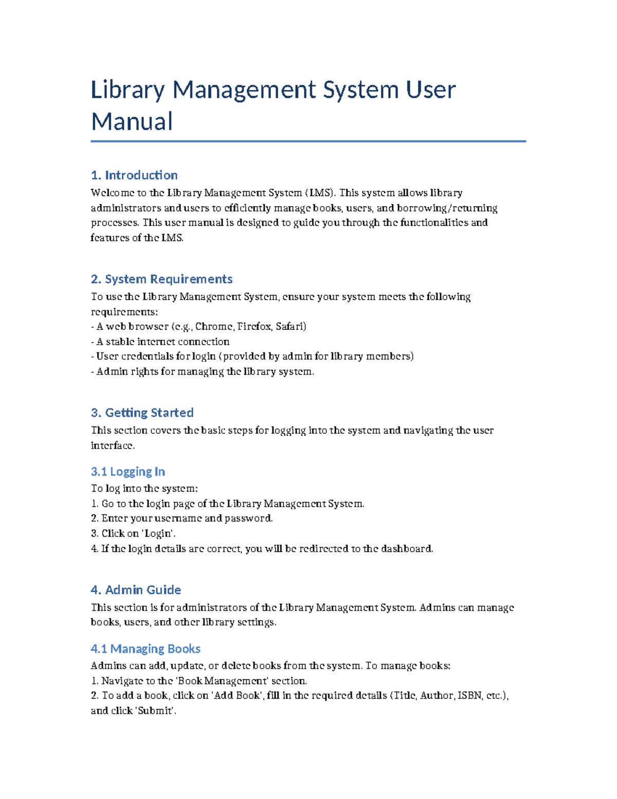 LMS User Manual: Comprehensive Guide for Library Management System ...