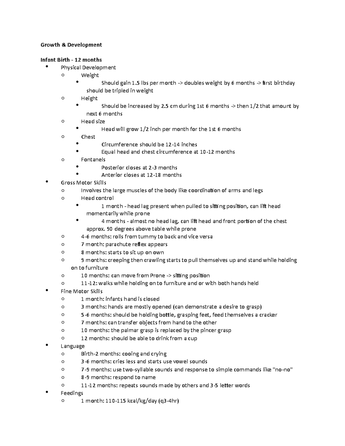 PEDS 101: Exam 1 Review on Growth & Development in Infants to ...