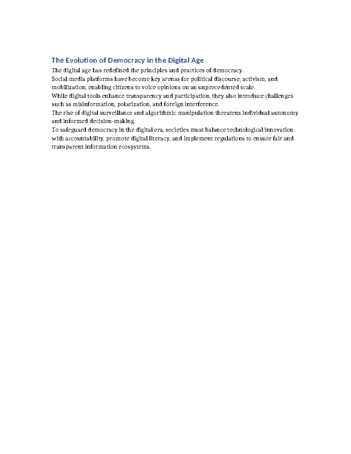 The Evolution of Democracy in the Digital Age - Social media platforms ...