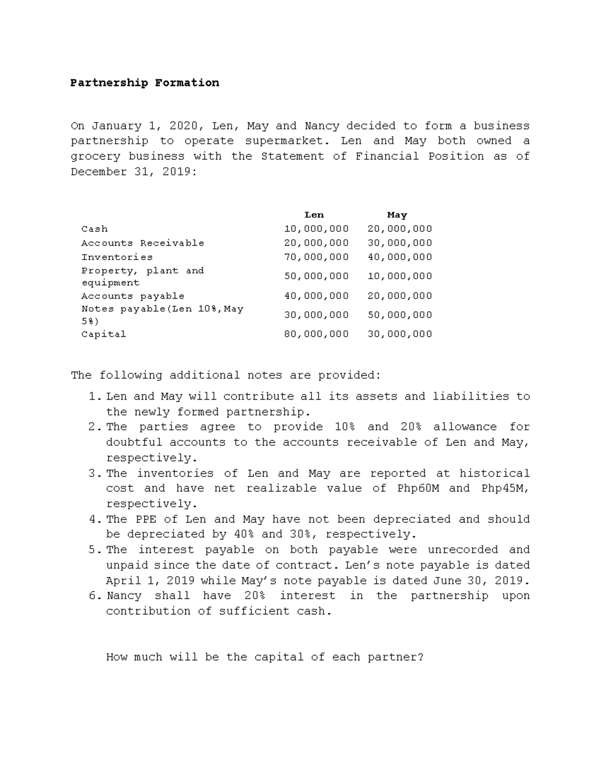 Partnership Formation and Operation Case Study - ACCT 101 - Studocu
