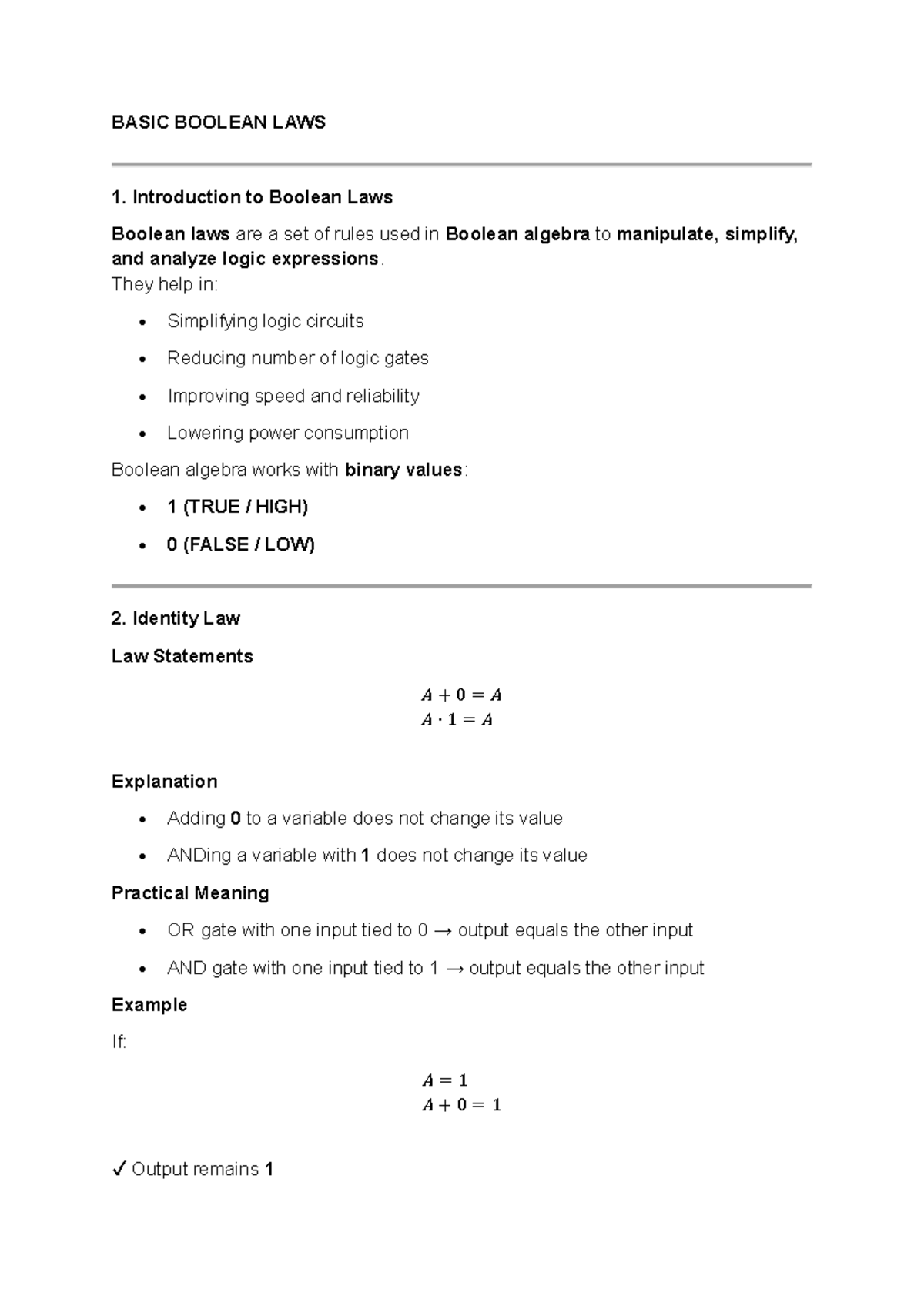 BASIC BOOLEAN LAWS: Key Principles and Applications - Studocu