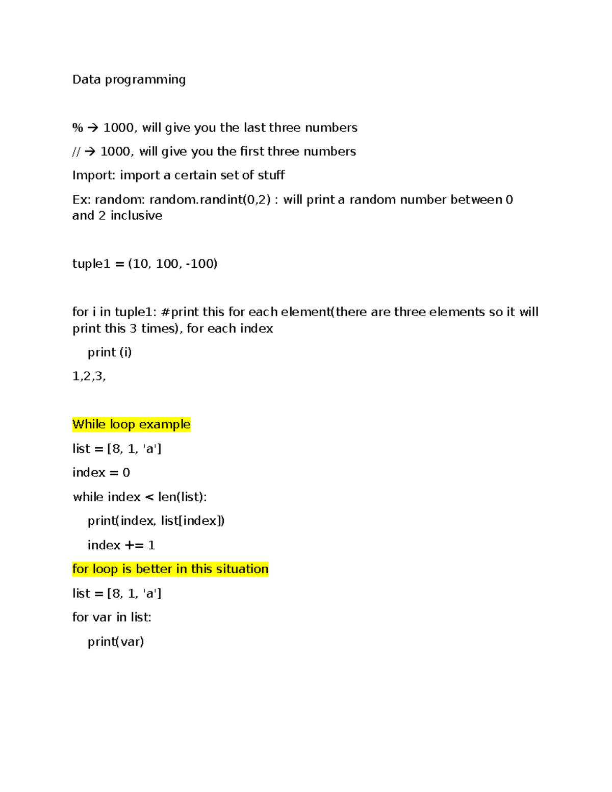 Data programming - Coding practice - Data programming % 1000, will give ...