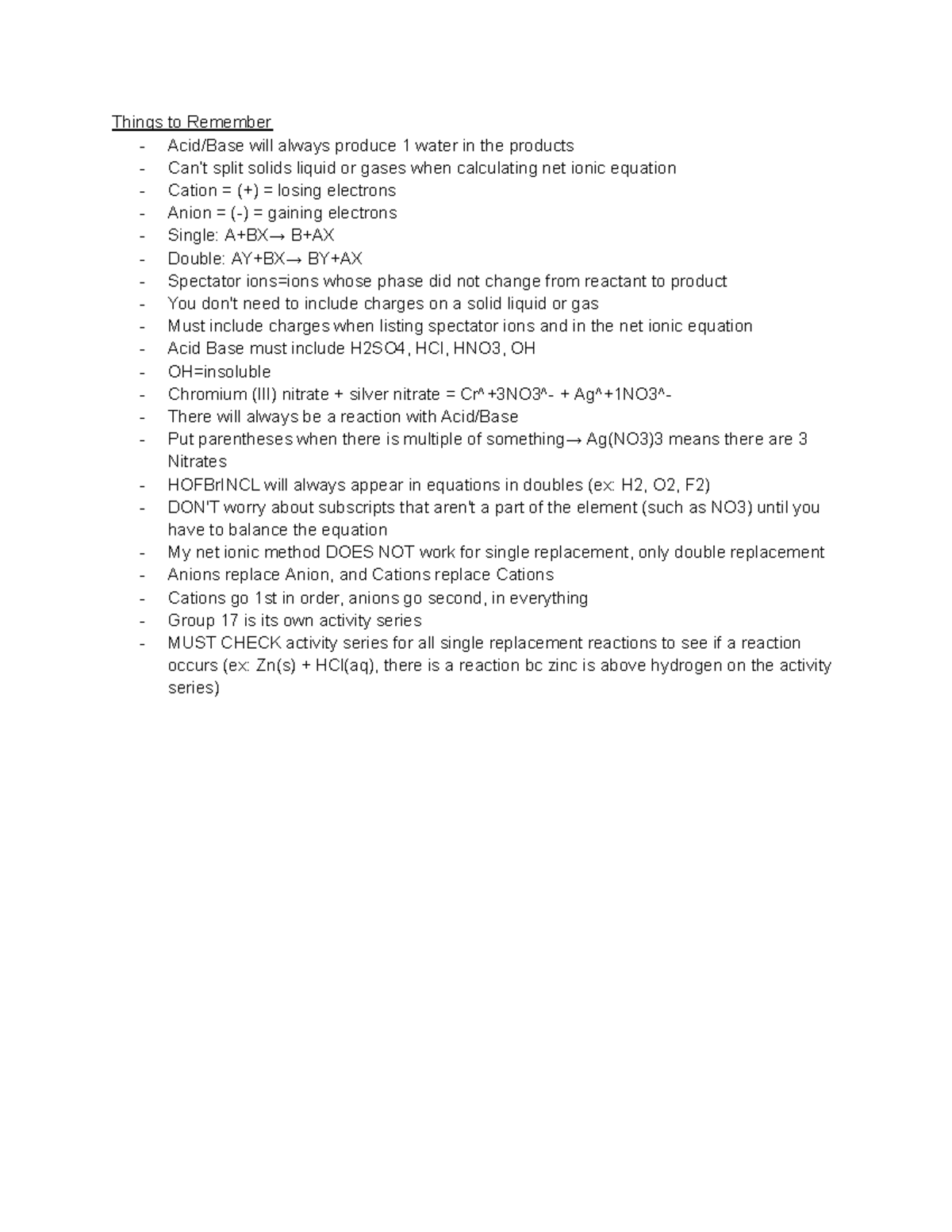 Chem 101 Study Guide: Key Concepts for Net Ionic Equations - Studocu