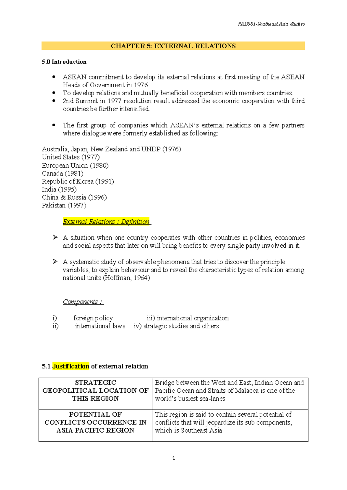 Chapter 5 EXTERNAL RELATIONS - CHAPTER 5: EXTERNAL RELATIONS 5 ...