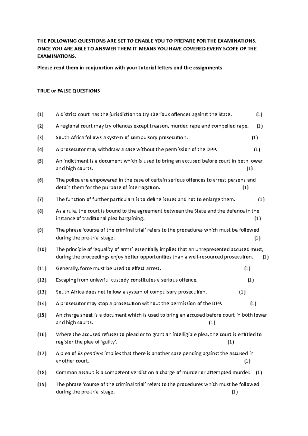 CMP2601-summary of the criminal procedure act - Summary of the Criminal ...