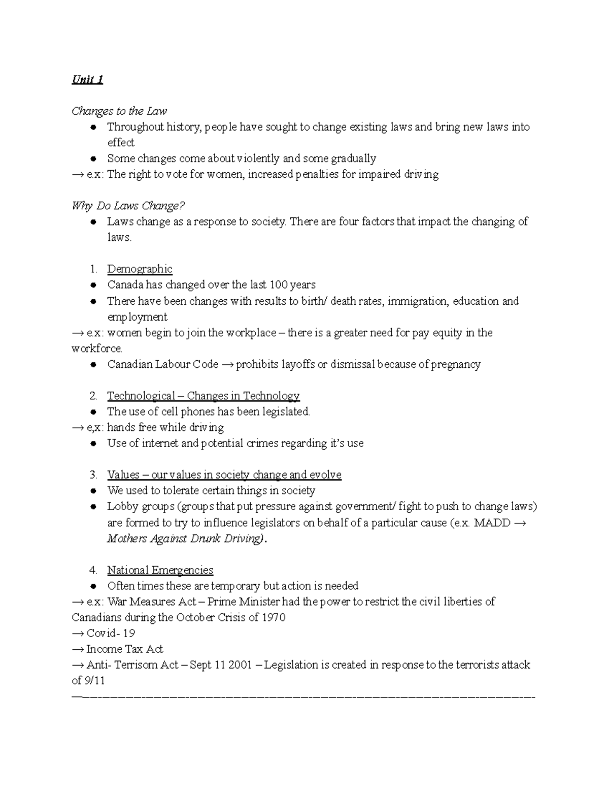 LAW 101: Changes to the Law & Legal Change Overview - Studocu