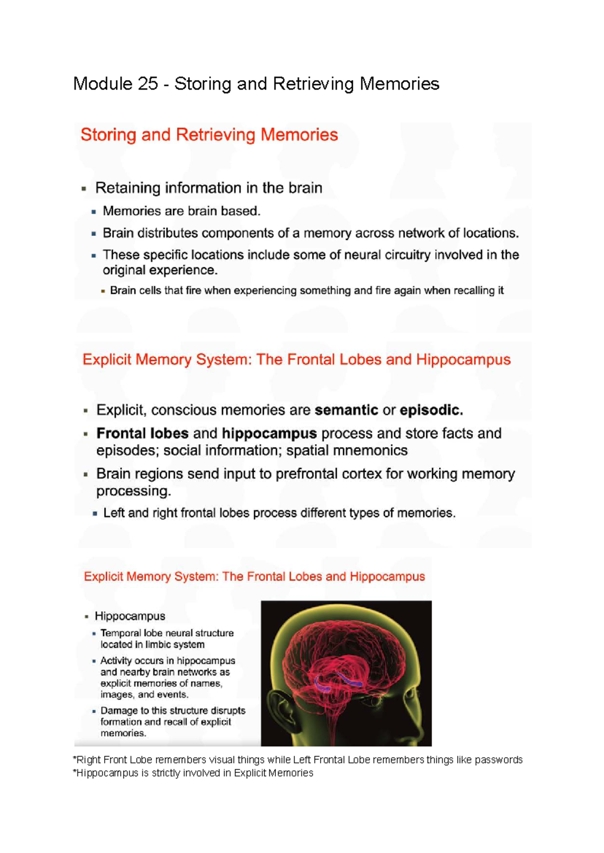 Psychology Lecture Notes: Modules 25-28 on Memory & Language - Studocu