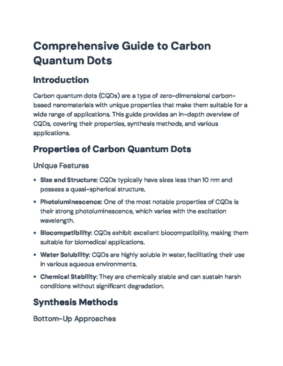 Comprehensive Guide to Carbon Quantum Dots: Properties & Applications ...