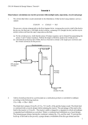 CH1104 MB Practice Problems 2024 - CH1104 Material Balance: Practice ...