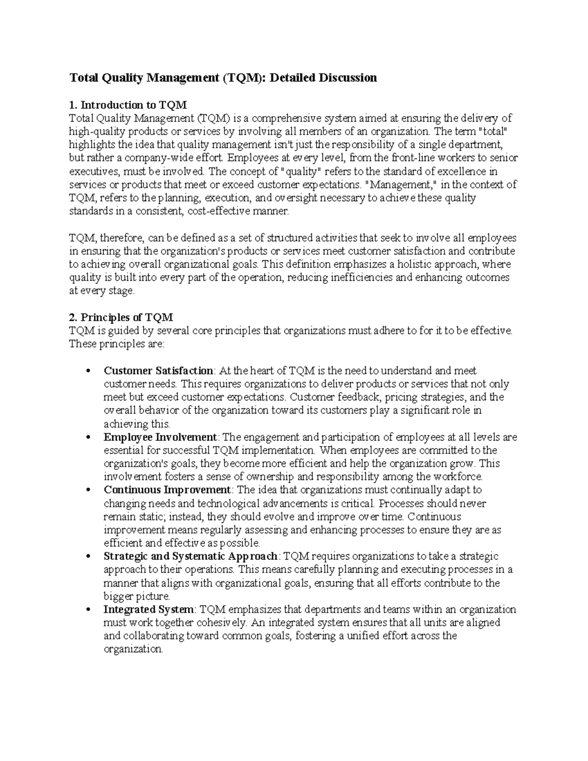 Total Quality Management (TQM): Comprehensive Overview and Insights ...