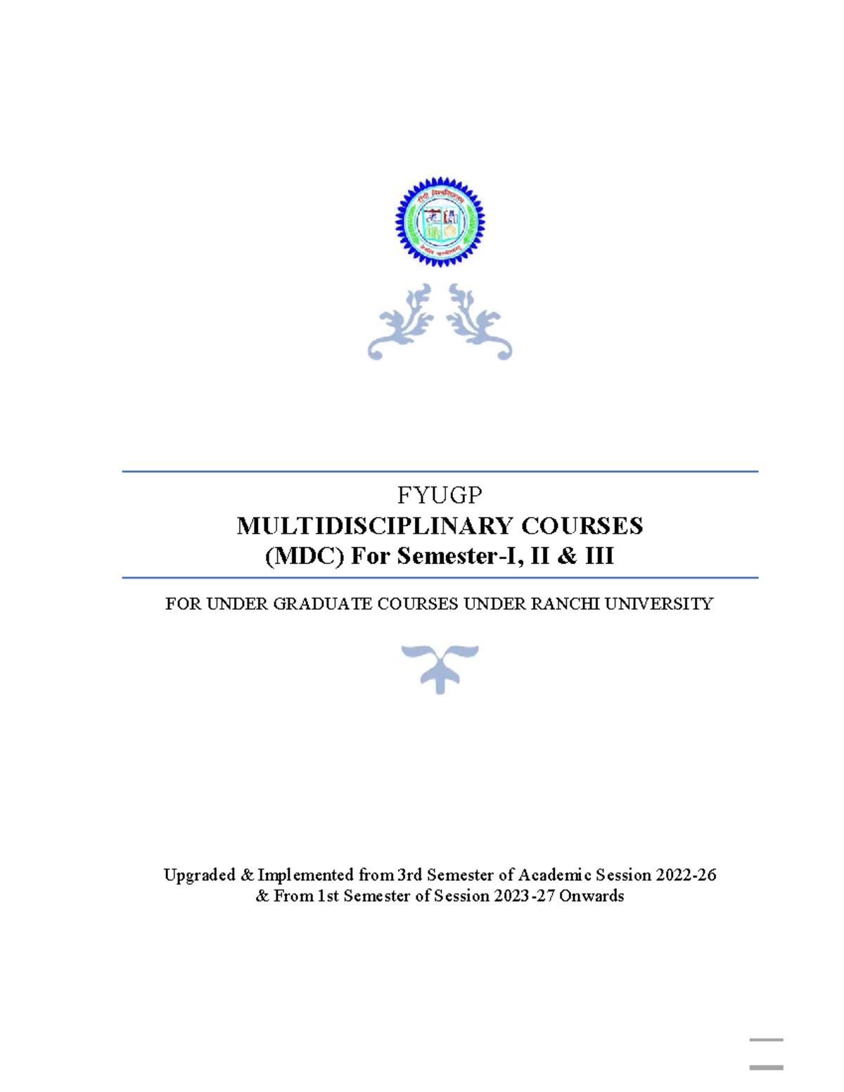 MDC FYUGP: Multidisciplinary Course Syllabus for Semesters I-III - Studocu