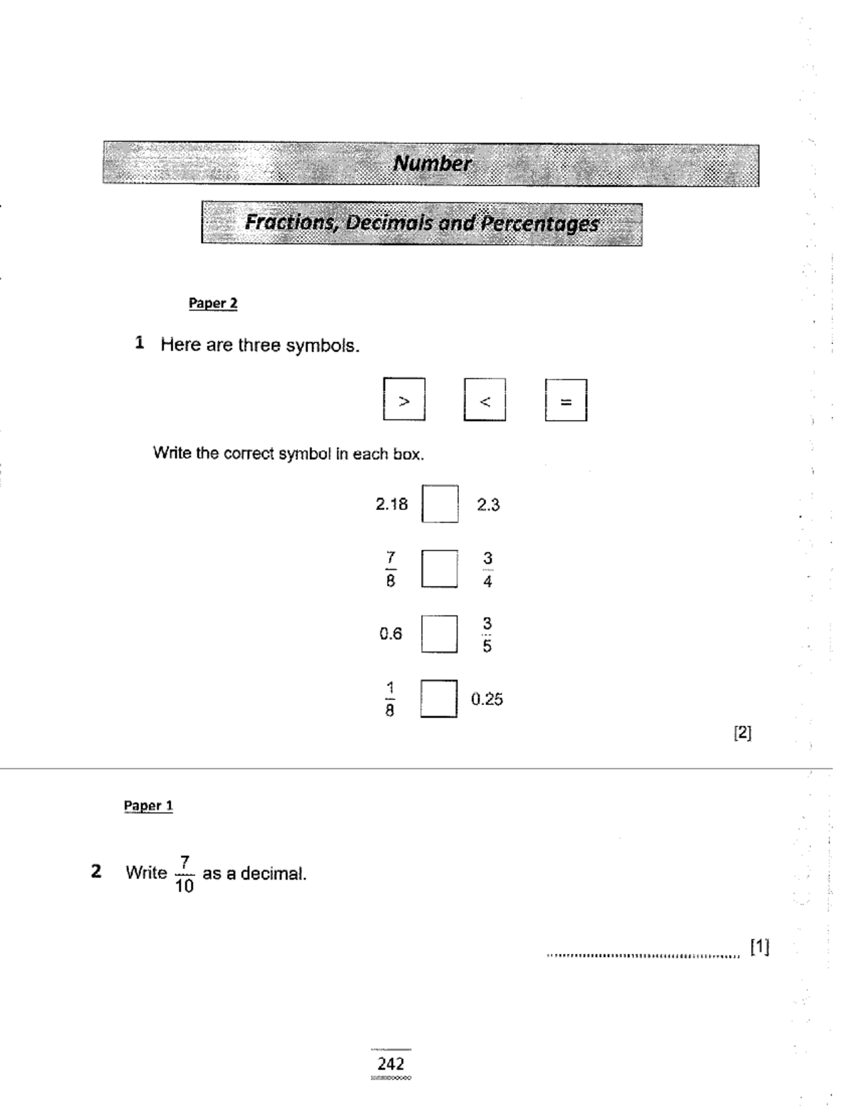 Classified Math Y6: Fractions, Decimals & Percentages Paper 2 - Studocu