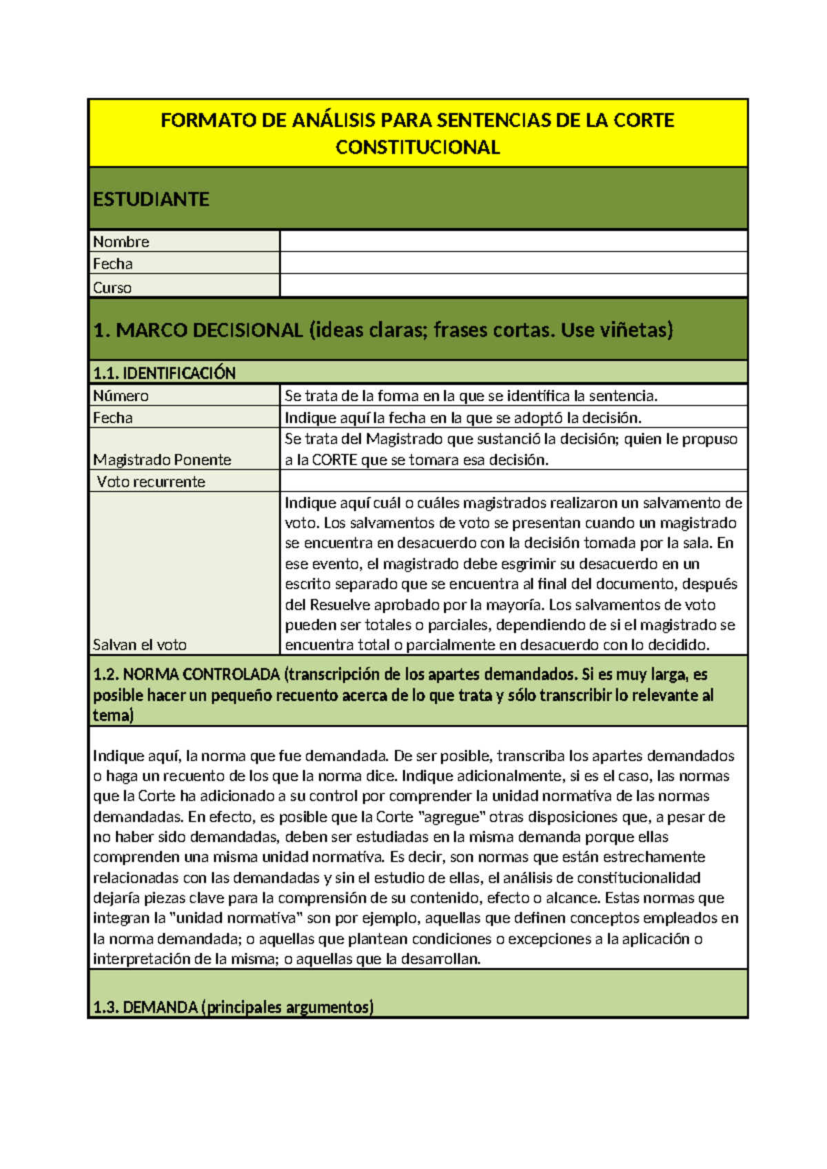 Formato de Análisis de Sentencias de la Corte Constitucional - Curso 1 - Document Preview