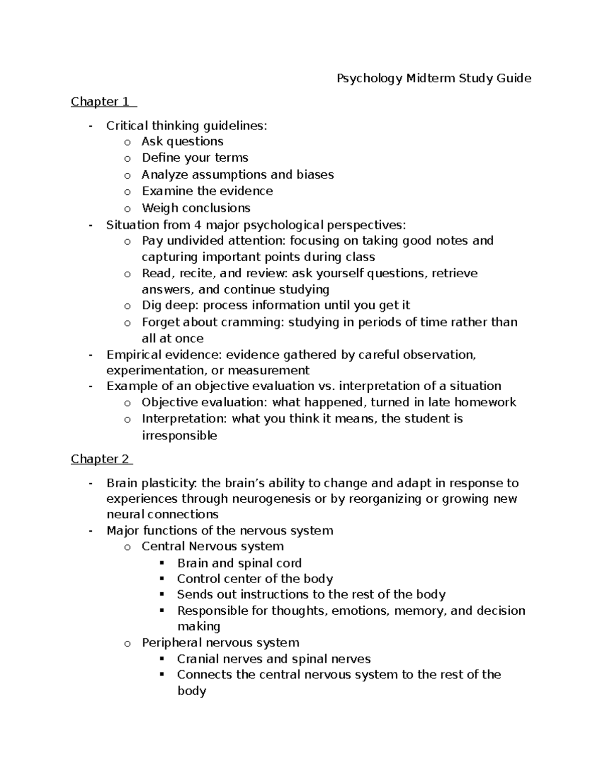 Psychology PSY101 Midterm Study Guide: Key Concepts & Review - Studocu
