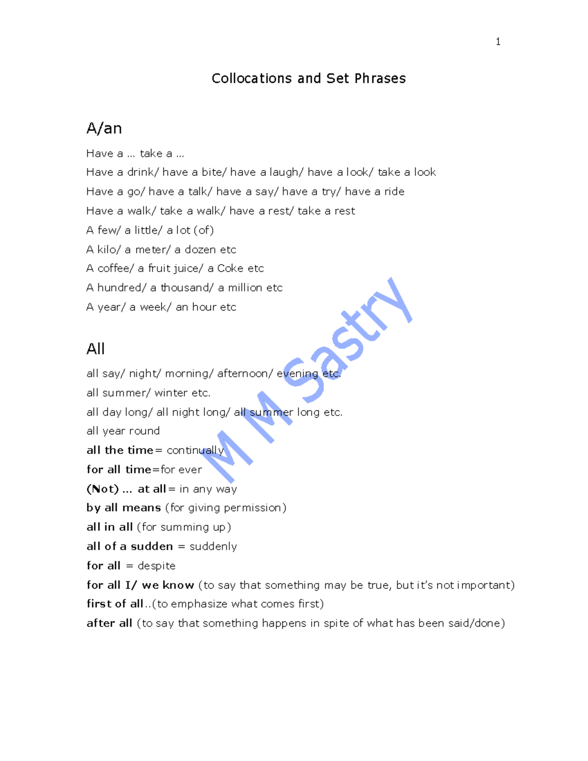 Collocations & Set Phrases: A Comprehensive Guide for ESL Students ...