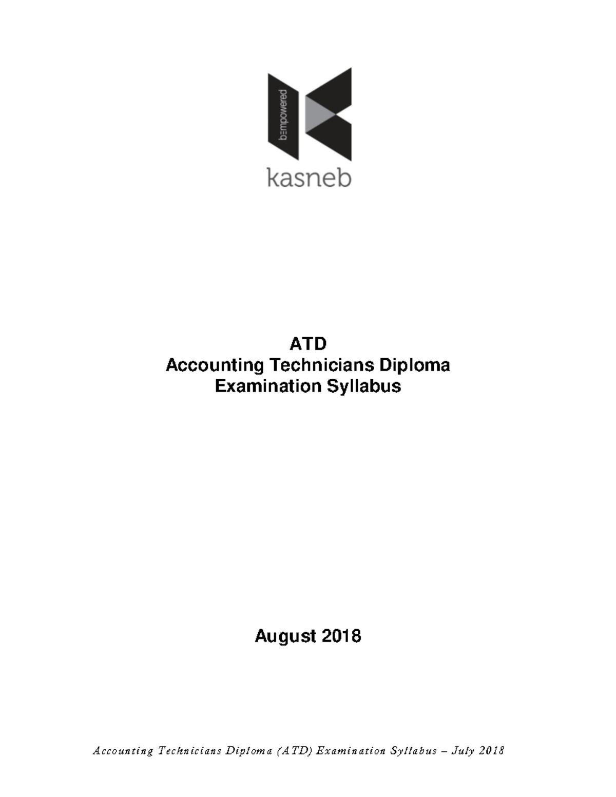 ATD Accounting Technicians Diploma Examination Syllabus Overview - Studocu
