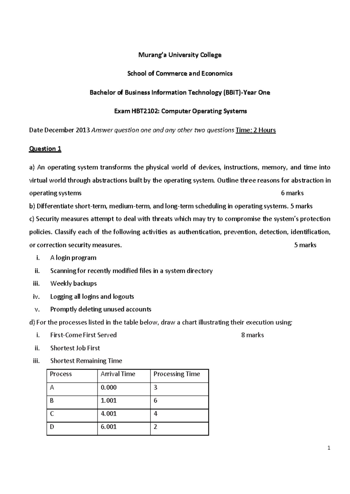 Exam HBT2102: Computer Operating Systems 2 - December 2013 Guide - Studocu