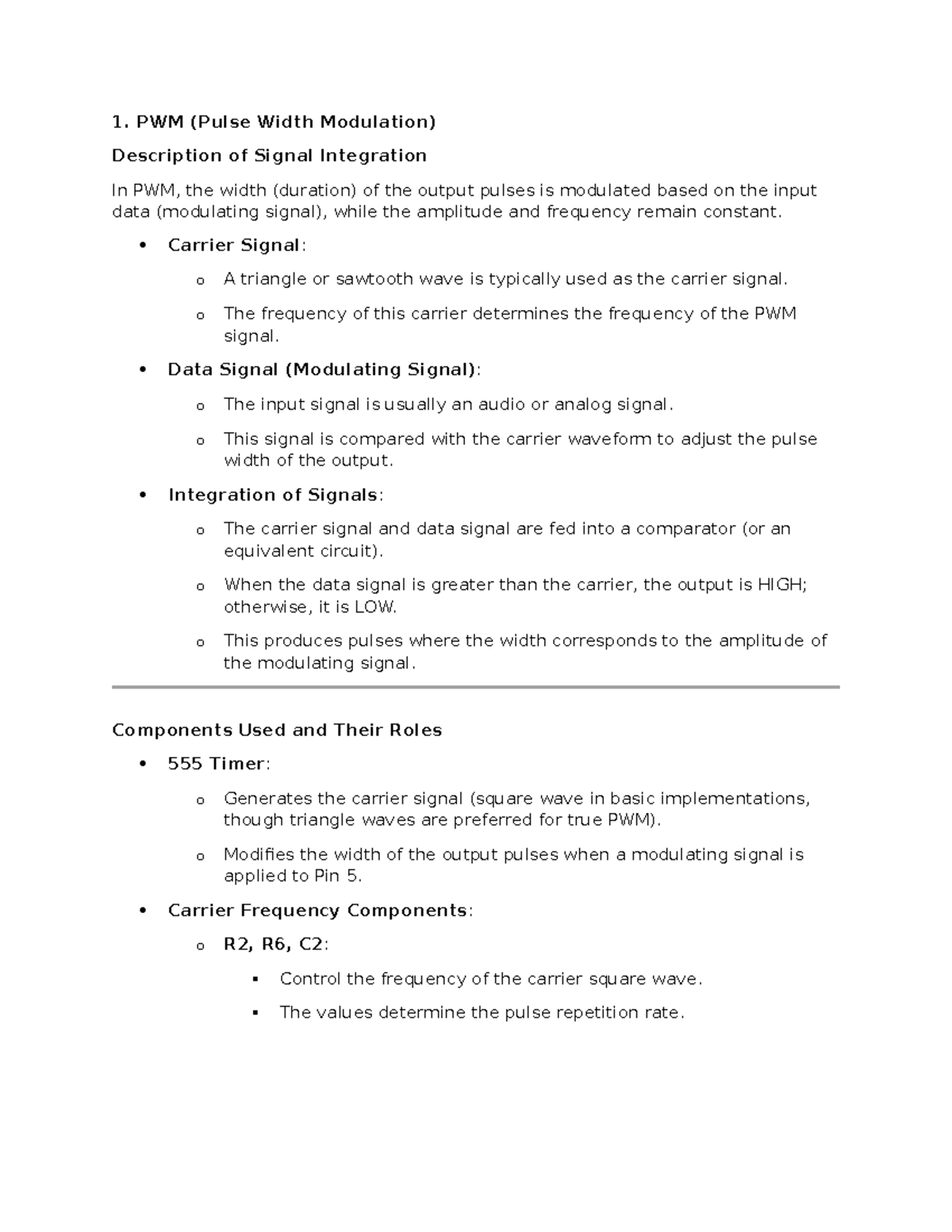 PAM & PWM Signal Integration Notes - Electronics 101 - Studocu