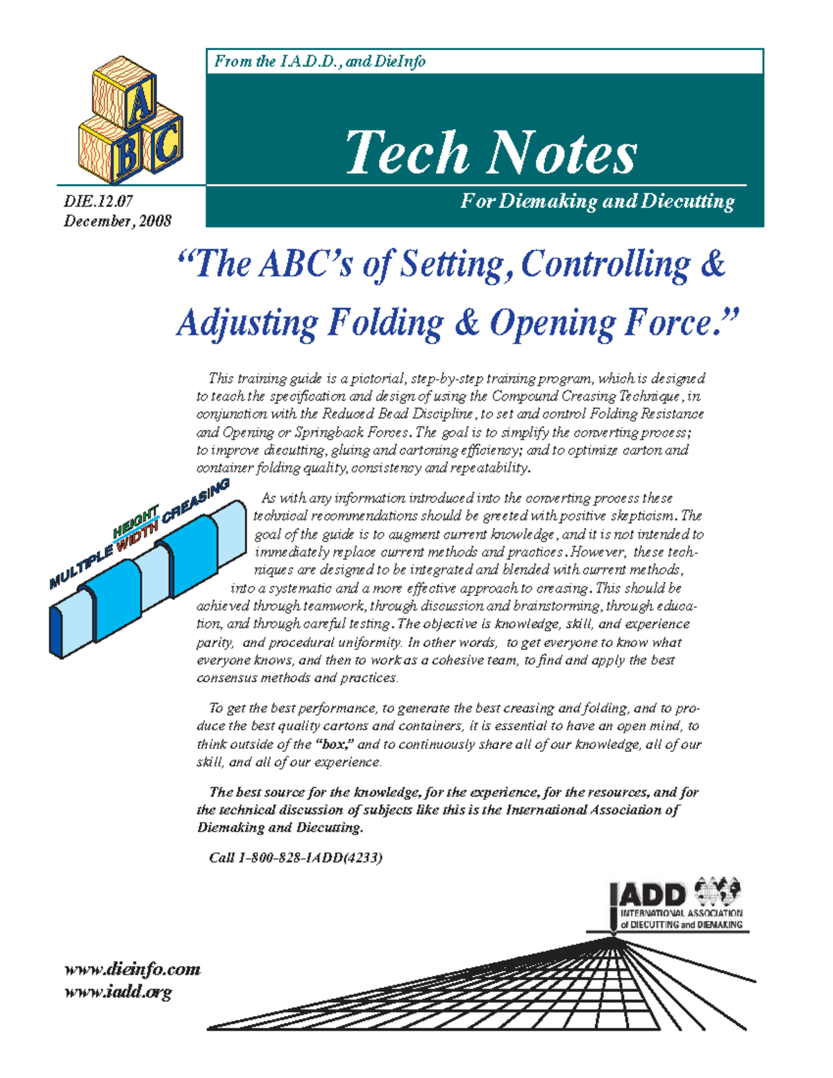 ABC DIE.12.07 Tech Notes on Creasing & Folding Techniques - Studocu