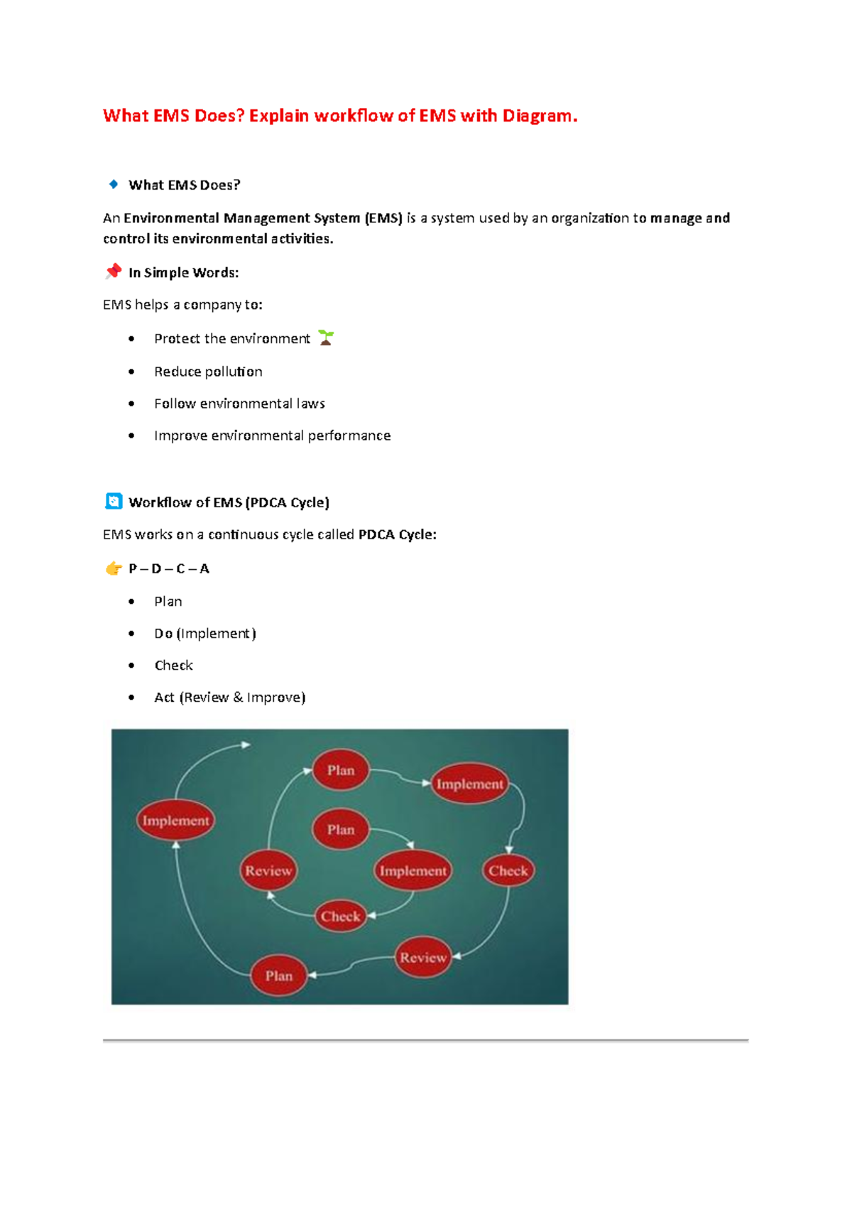 SMA - Environmental Management System (EMS) Overview and Workflow - Studocu
