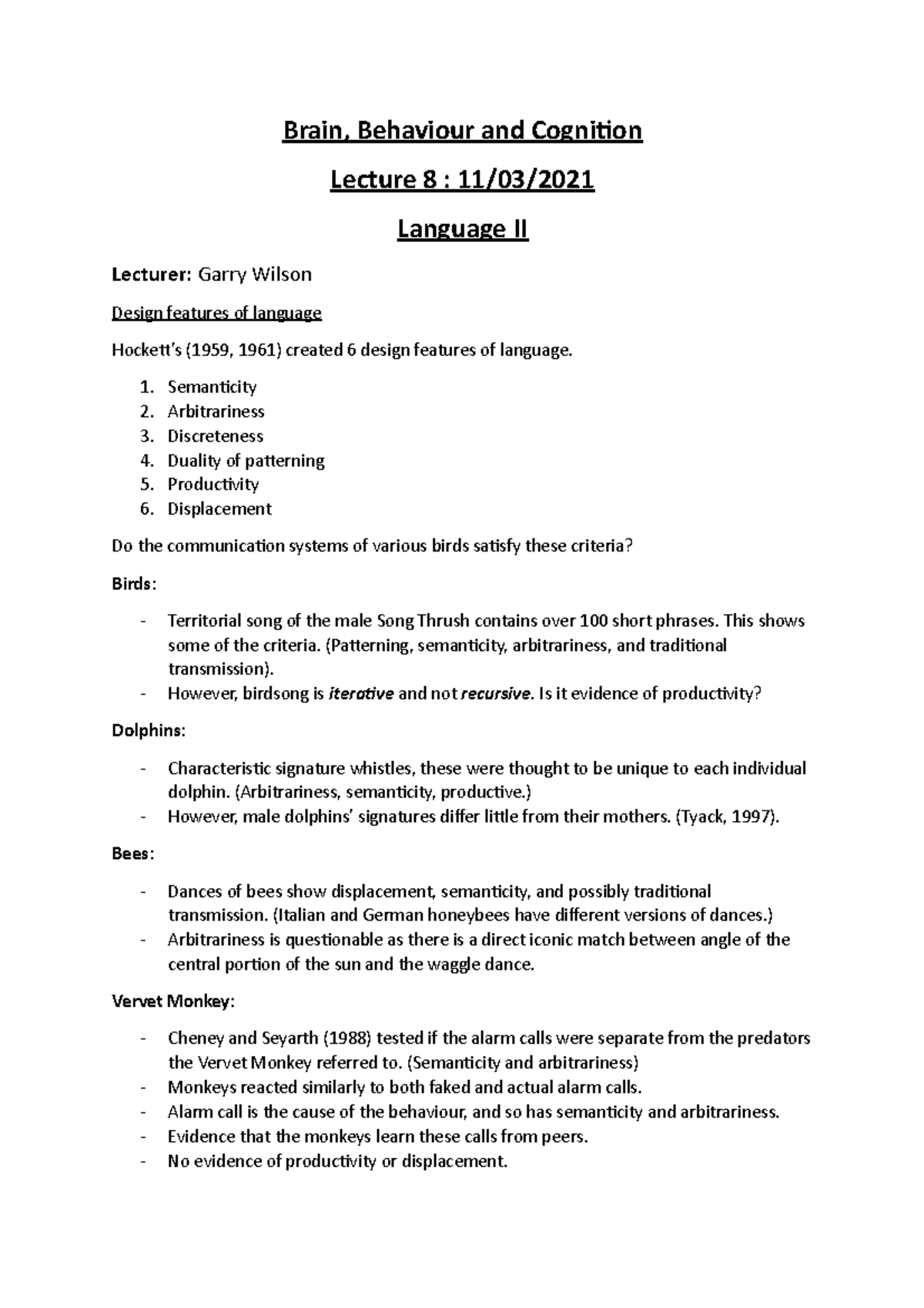 BBC - L8 - Language II - Brain, Behaviour and Cognition Lecture 8 : 11 ...