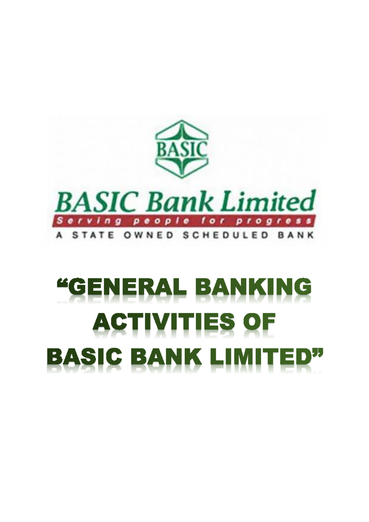 Intern Report: General Banking Activities at BASIC Bank (FIN301) - Studocu