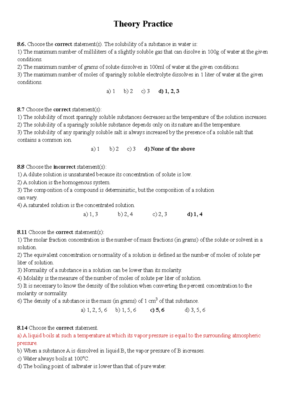 Theory Practice C7 - Solubility and Solution Properties - Studocu