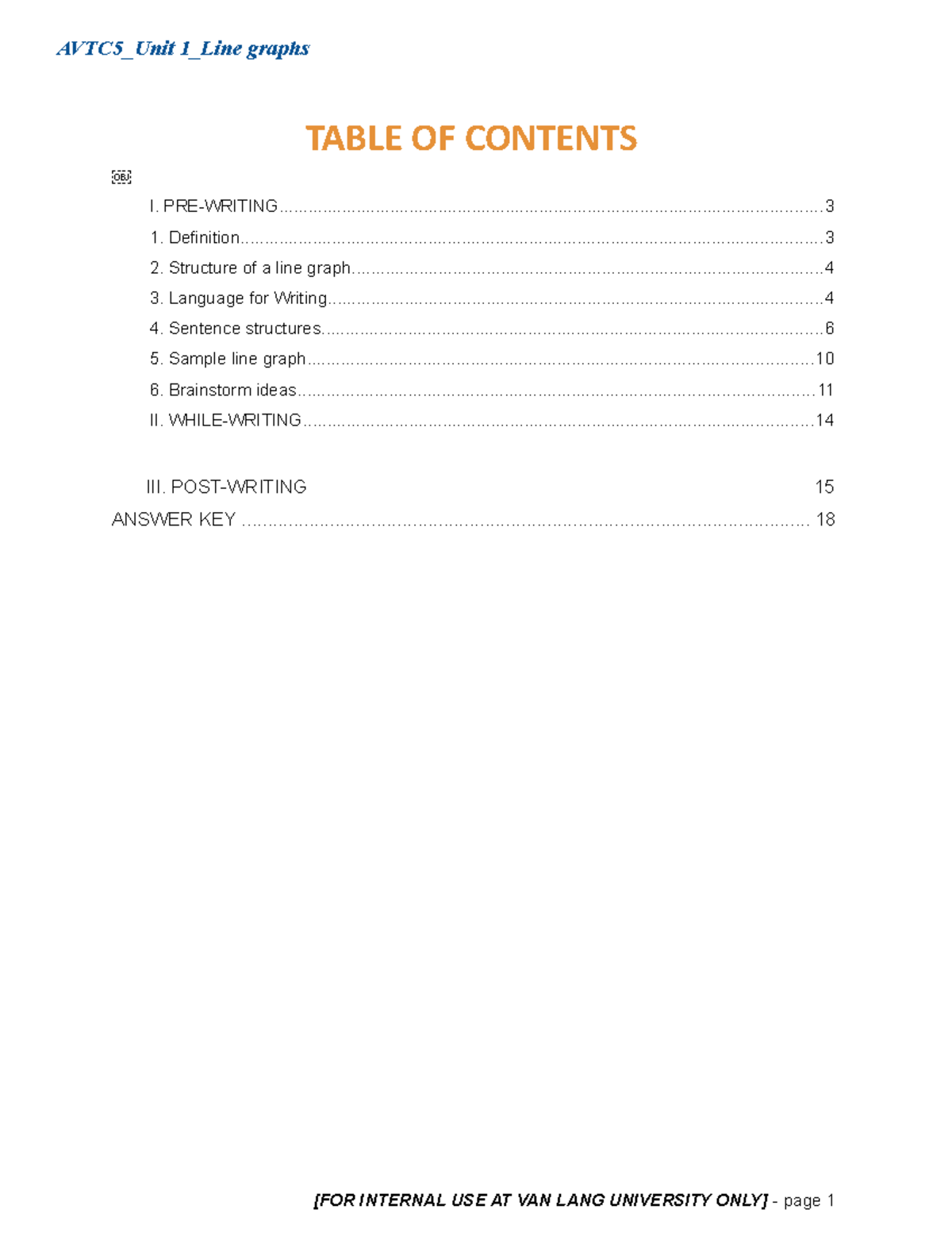 Line Graph - zdfbgnhn - TABLE OF CONTENTS - I. - Studocu