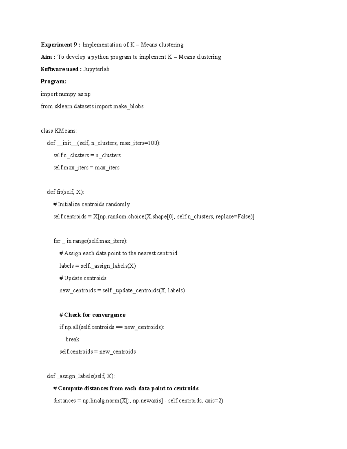Exp9 - practical - Experiment 9 : Implementation of K – Means ...