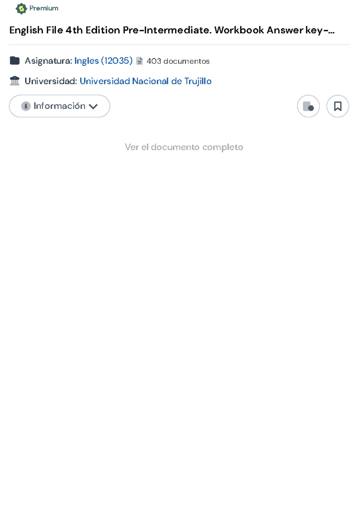 English File 4th Ed. Pre-Intermediate Workbook Answer Key (12035) - Studocu
