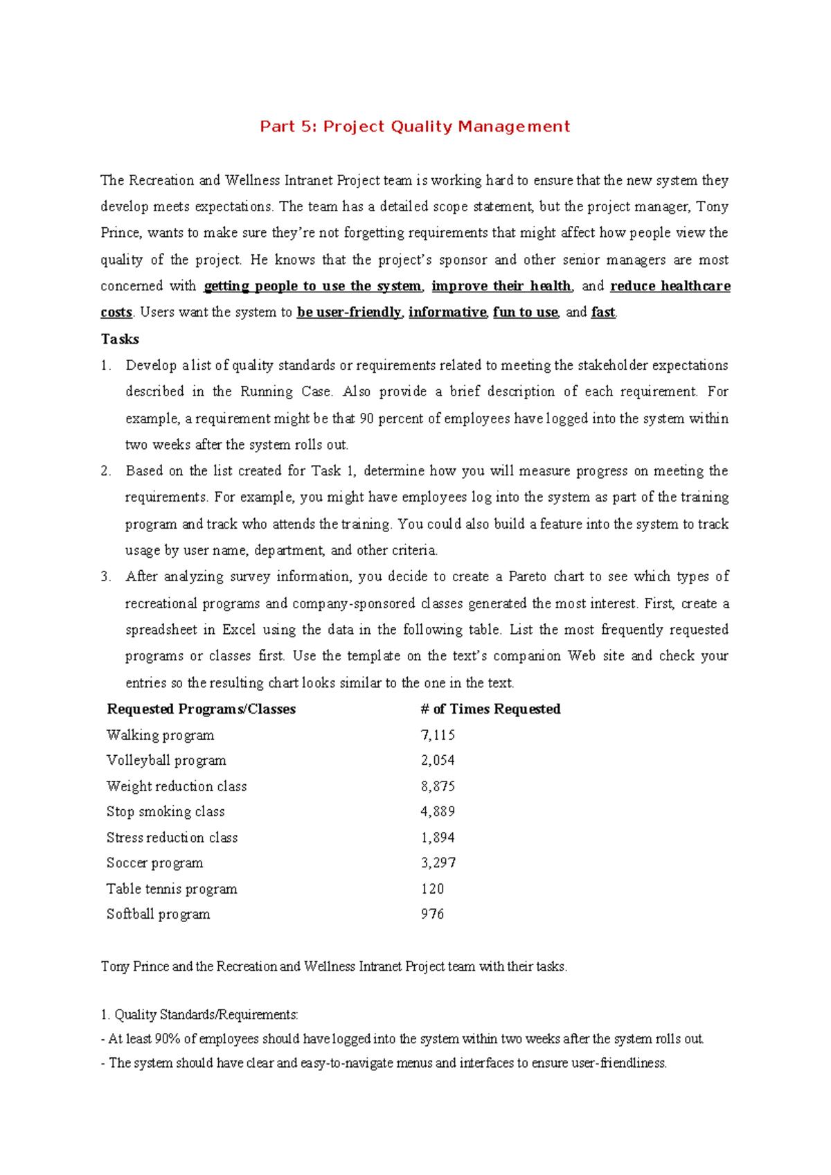 Part 5 No Answer - Practical Works - Part 5: Project Quality Management ...