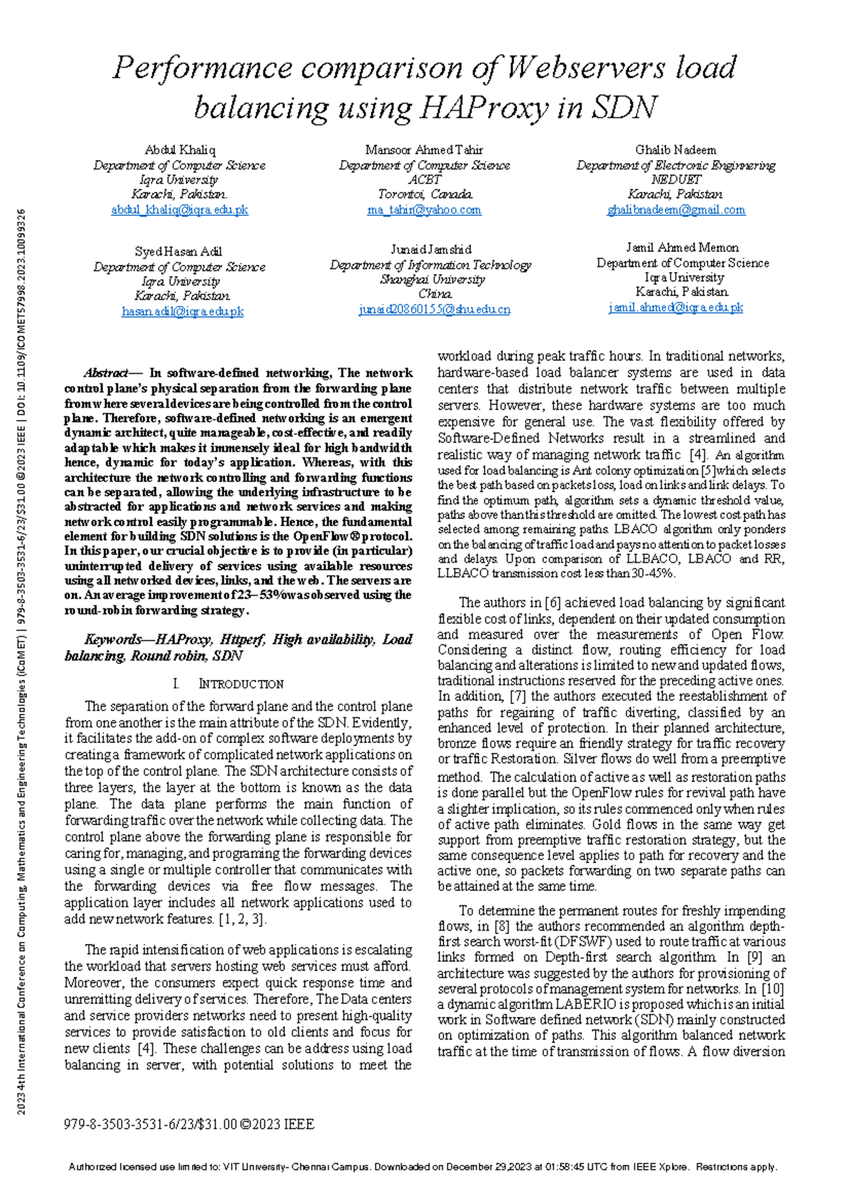 Performance Analysis of Webserver Load Balancing with HAProxy in SDN ...