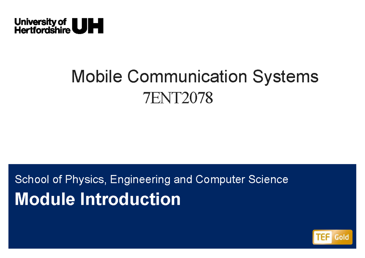 Module Introduction to Mobile Communication Systems 7ENT2078 - Studocu