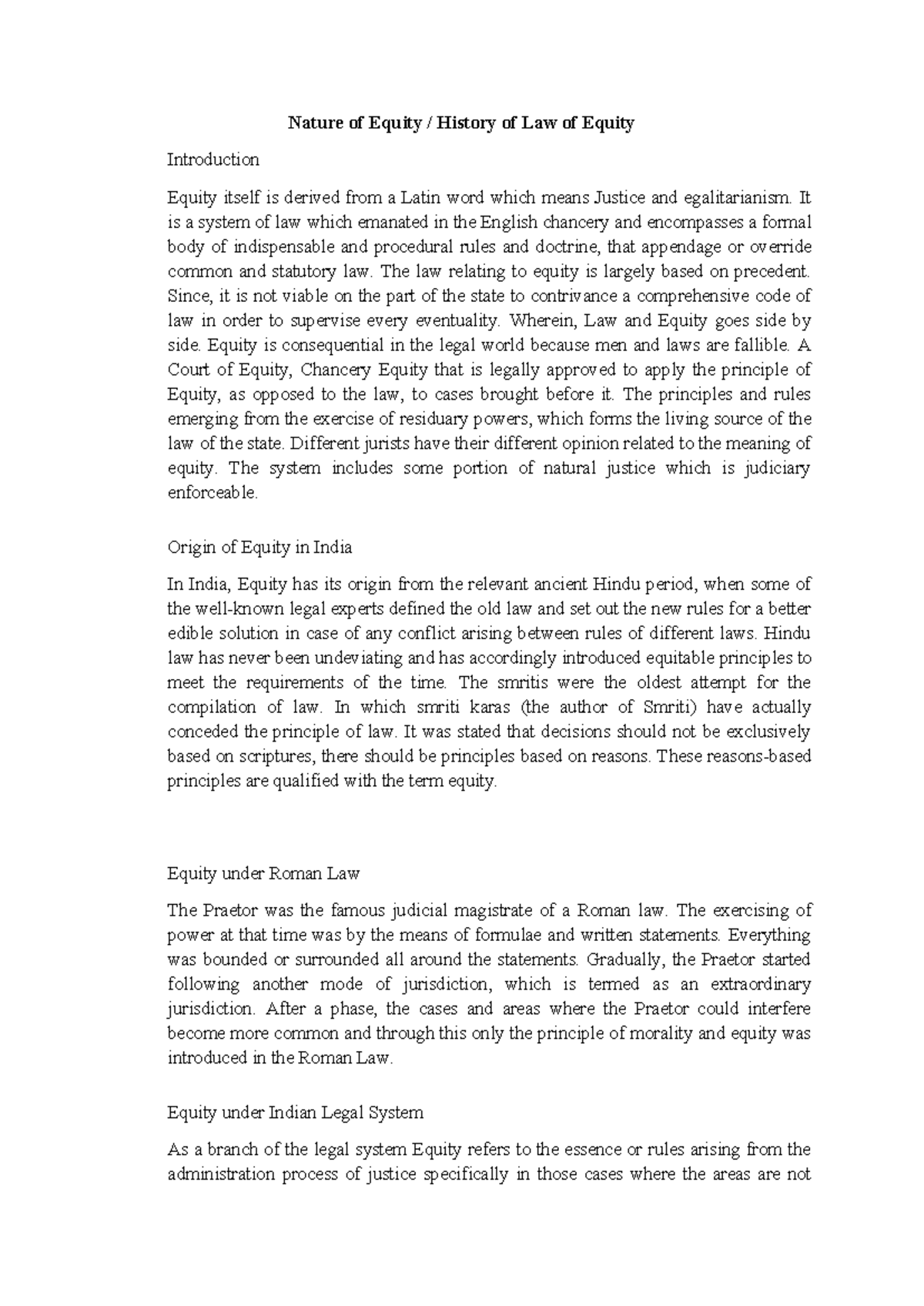 Law of Equity and Trusts: Historical Perspectives and Principles - Studocu