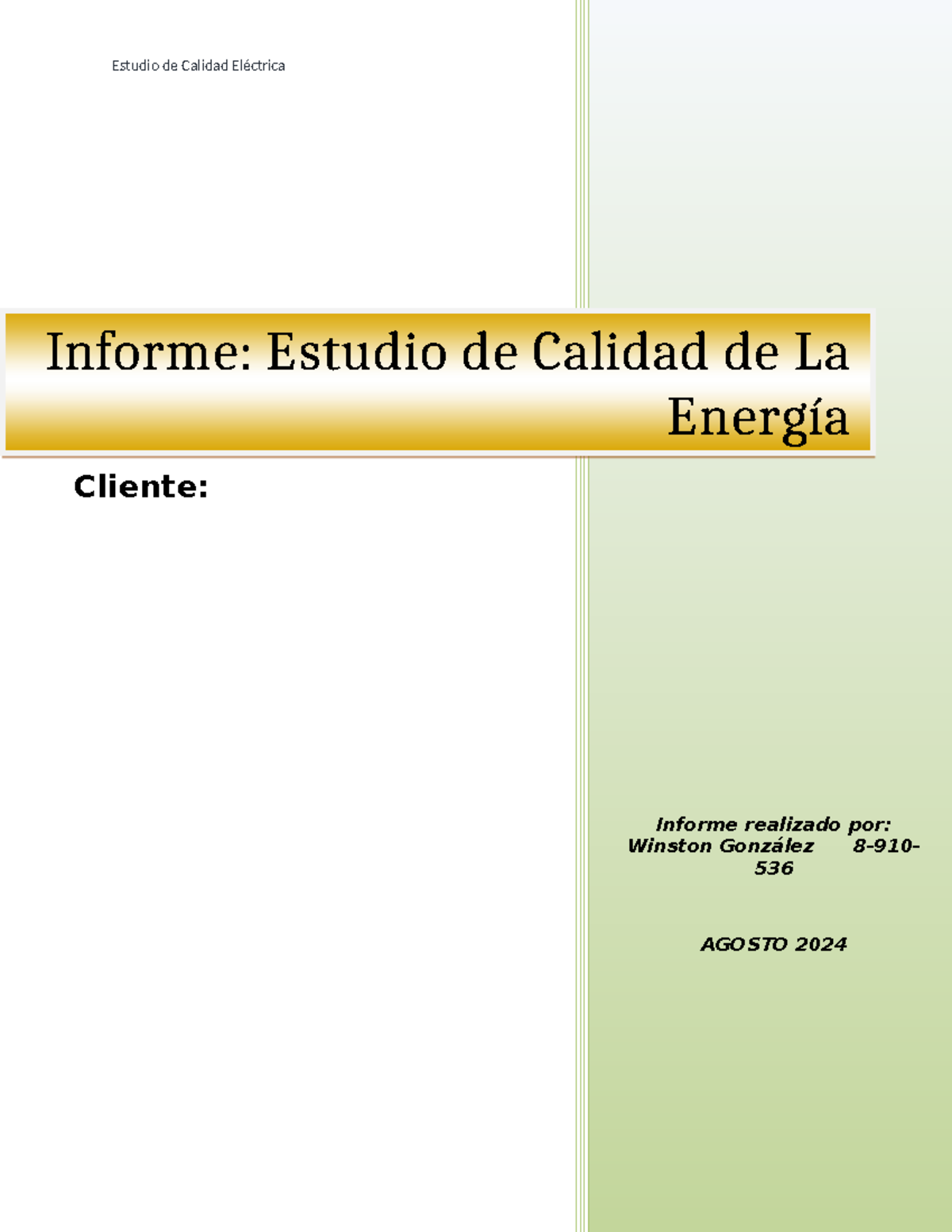 Informe Final: Estudio de Calidad de Energía Eléctrica - AGOSTO 2024 - Document Preview