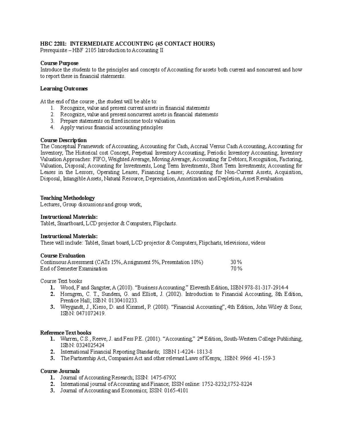 HBC 2201 Intermediate Accounting - HBC 2201: INTERMEDIATE ACCOUNTING ...
