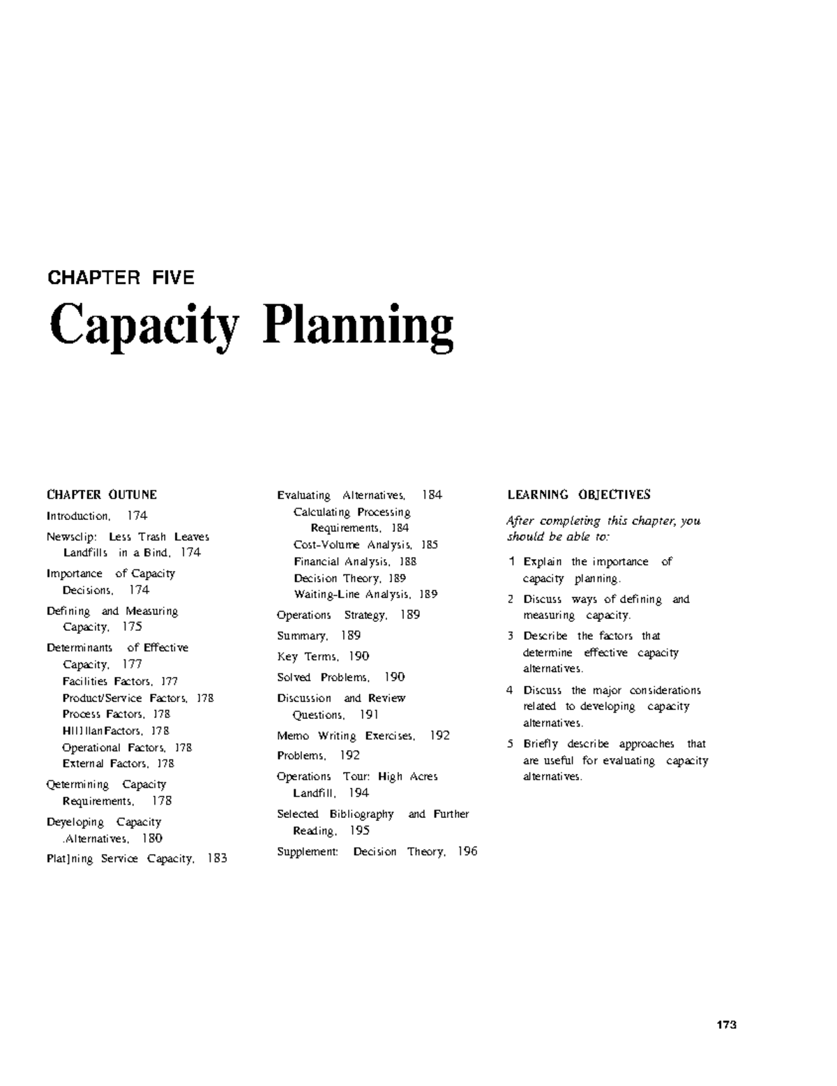 Chapter 5 Handouts on Capacity Planning for Operations Management (OM ...