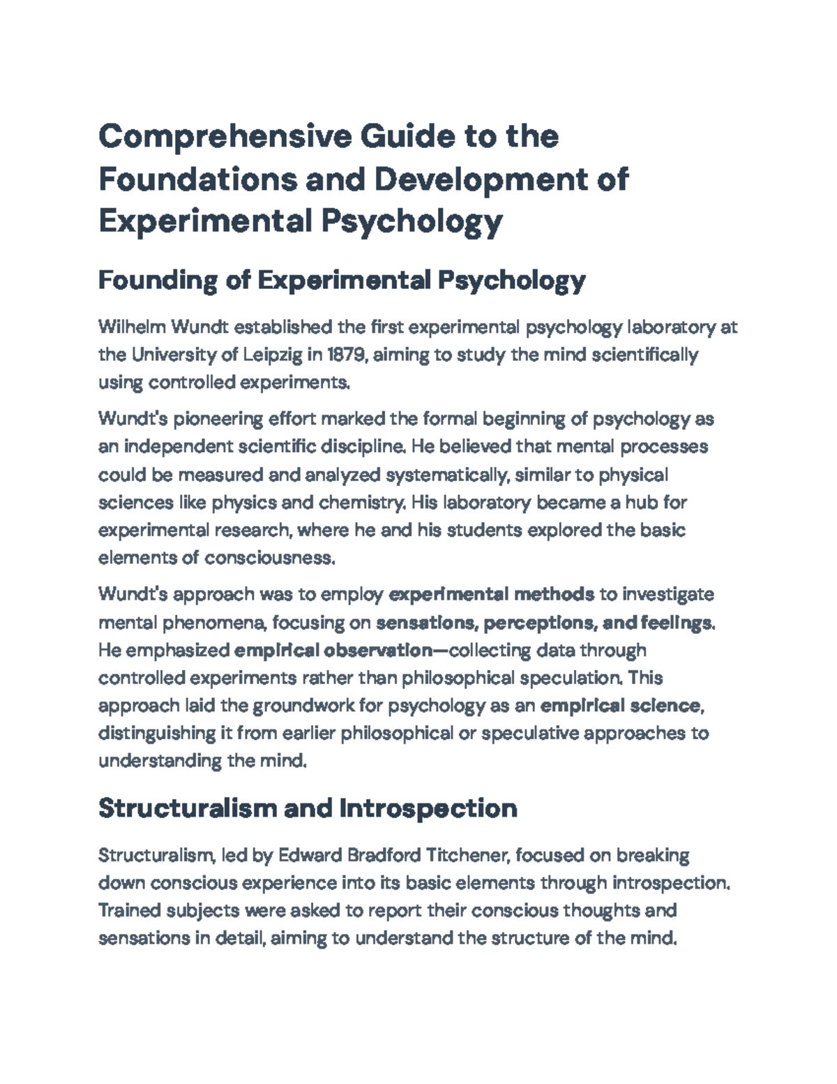 Foundations and Development of Experimental Psychology (PSY 101) - Studocu