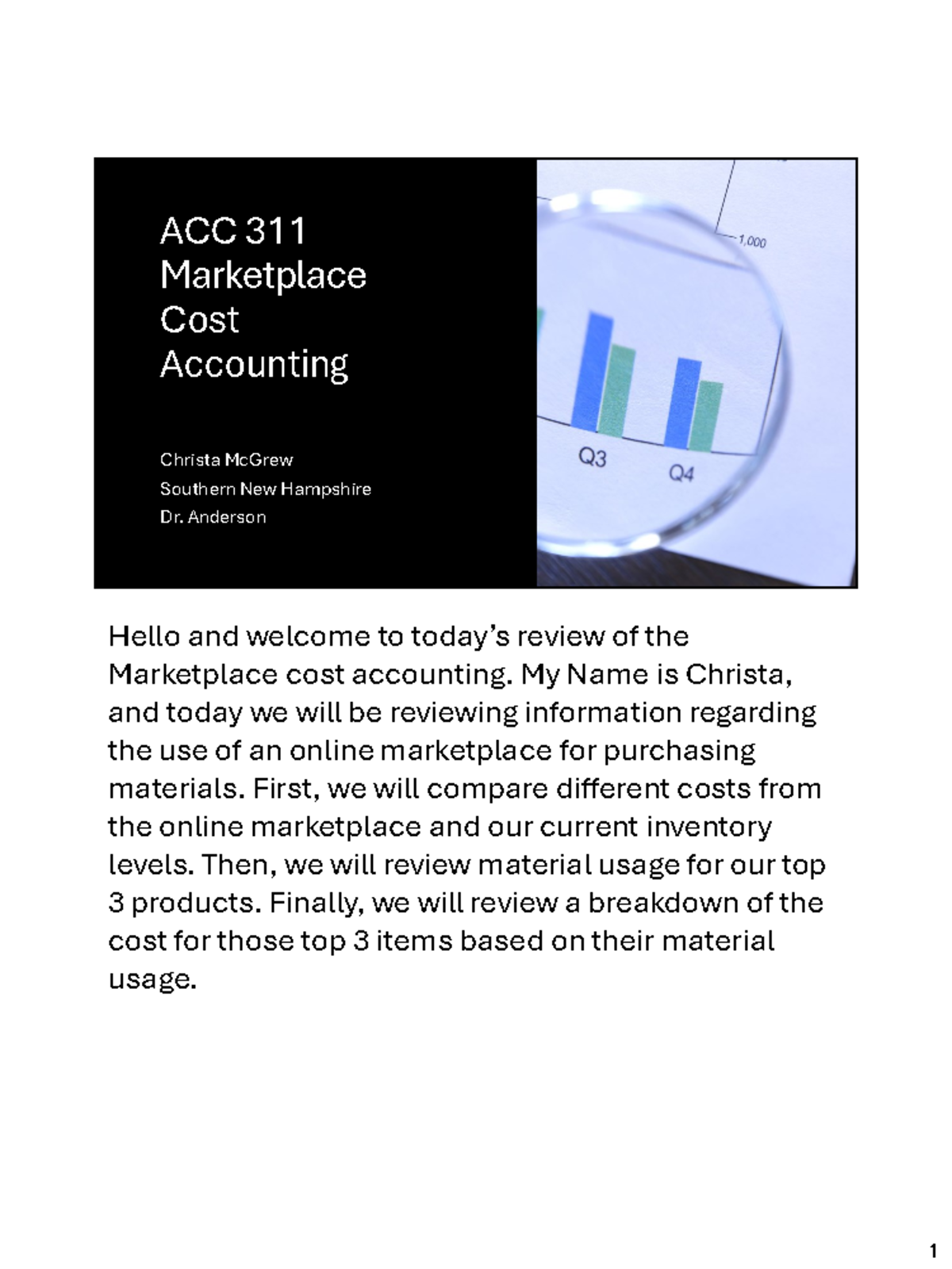 ACC 311 Marketplace Cost Analysis: Top 3 Products & Savings Review ...